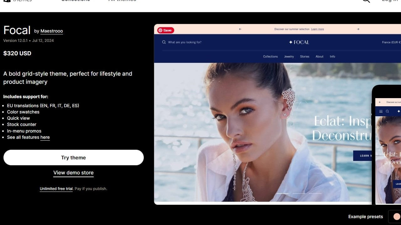 Focal Theme Shopify: Review, Pros and Cons, Features, Example Stores