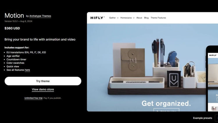 Motion Shopify Theme: Review, Features, Example Stores – NextSky