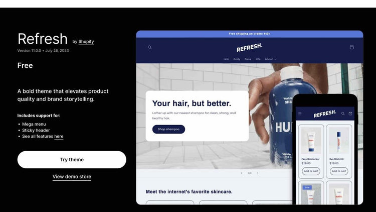 Shopify Refresh theme: Review, Key Features, Store Examples – NextSky
