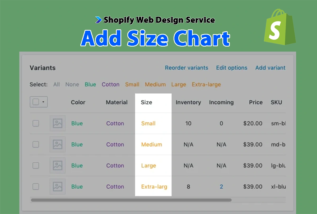 Add size chart – Nextsky