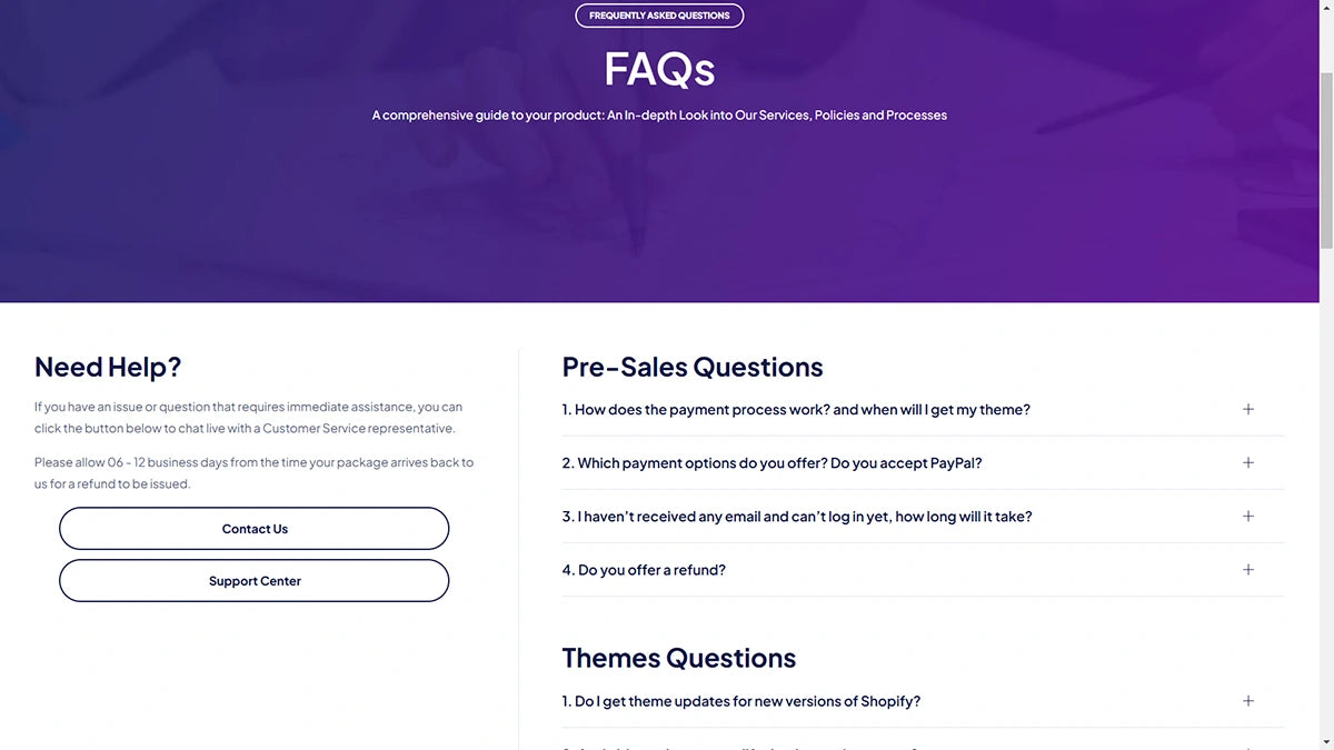 Create FAQ page