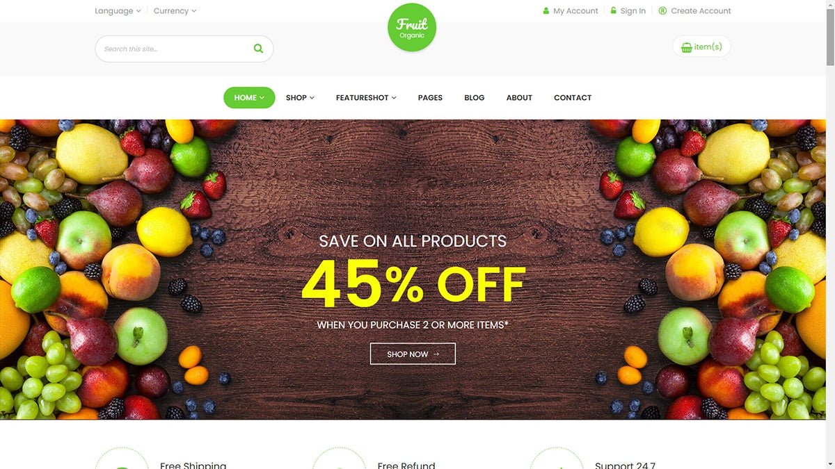 Fruit Shop Magento 2 Theme - Demo 1