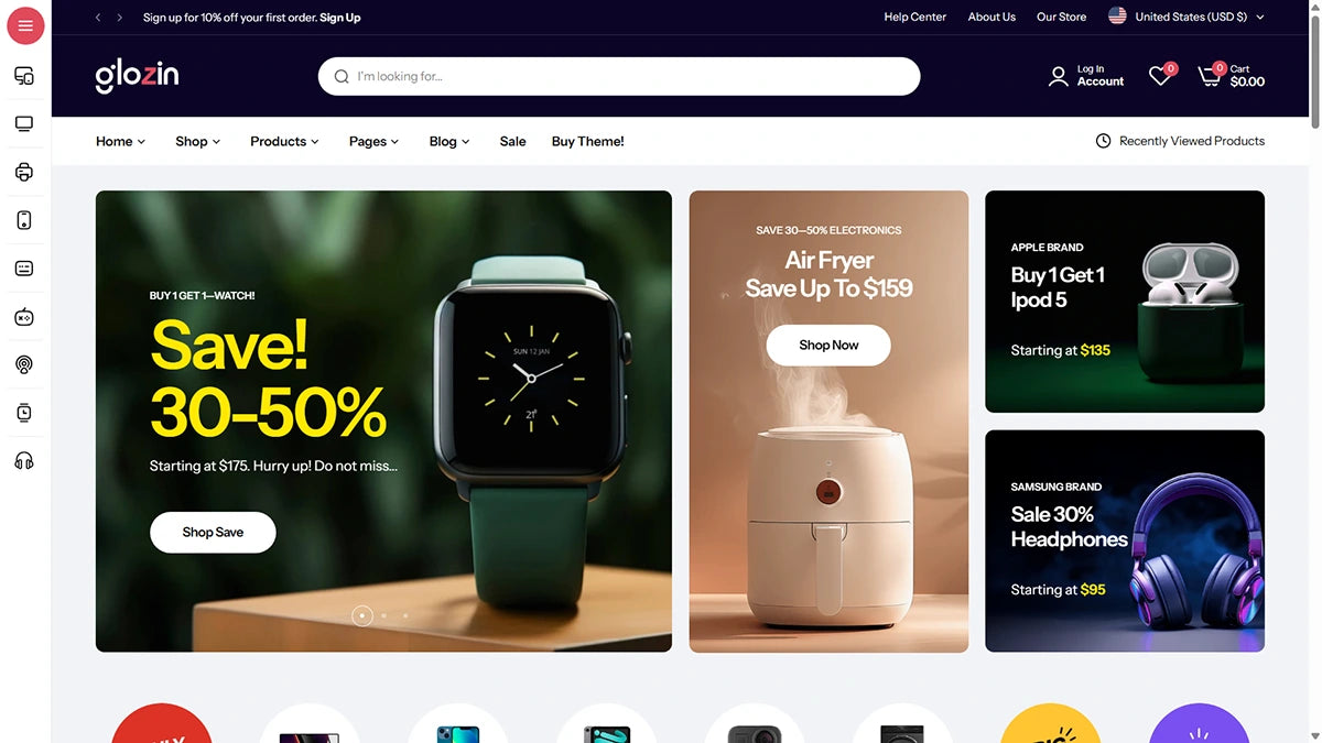 Glozin theme – Electro Pulse | Tech & Accessories