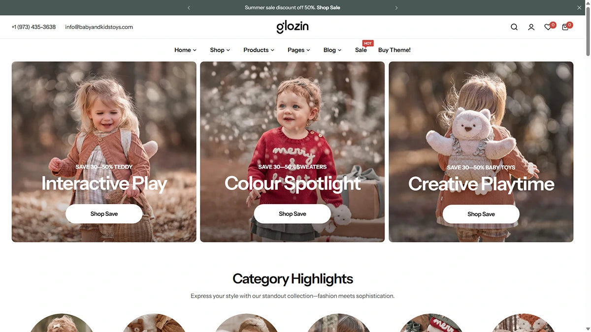 Glozin theme – Kids Toys - Img 1