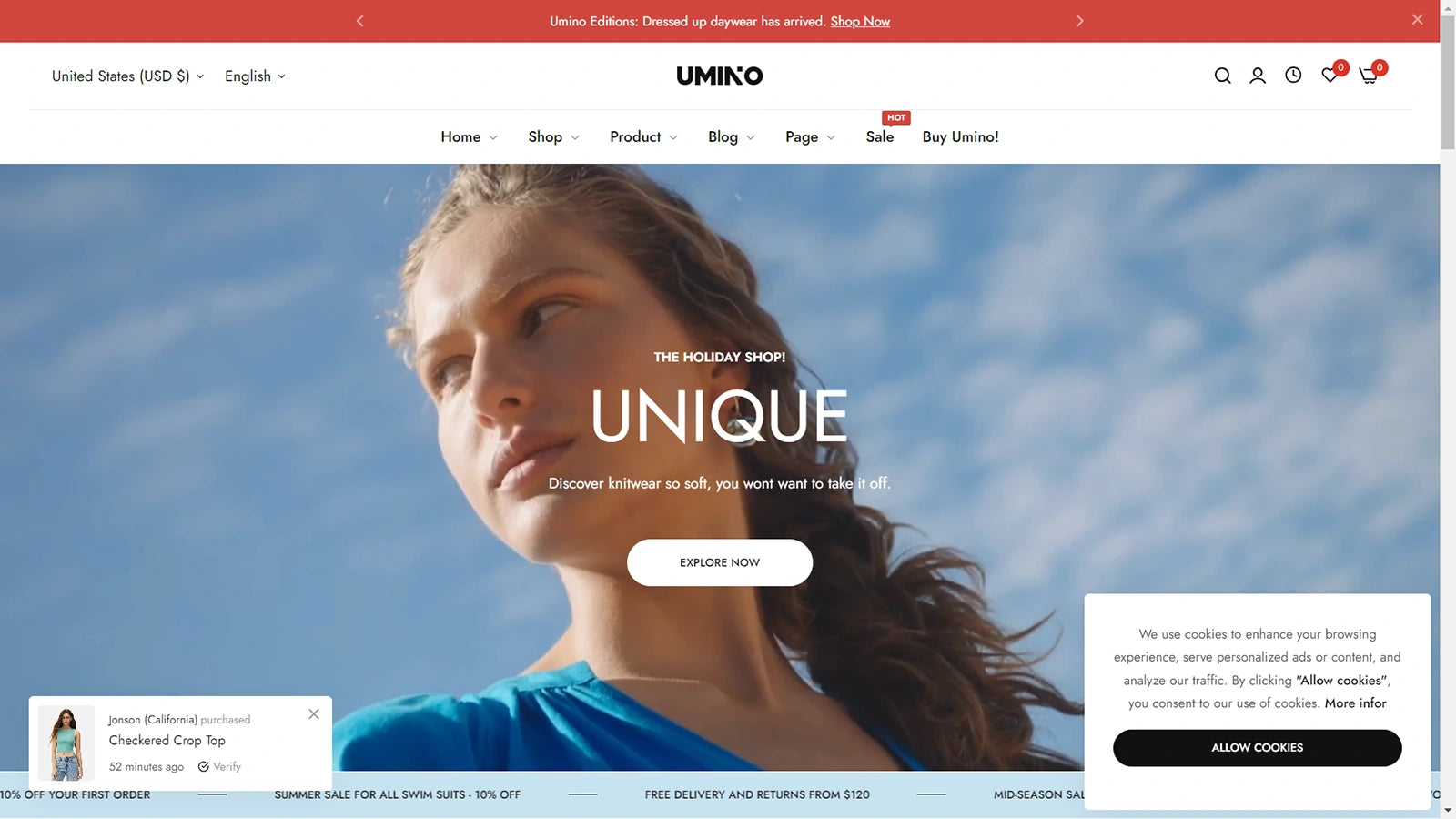 Umino Shopify Theme demo 2