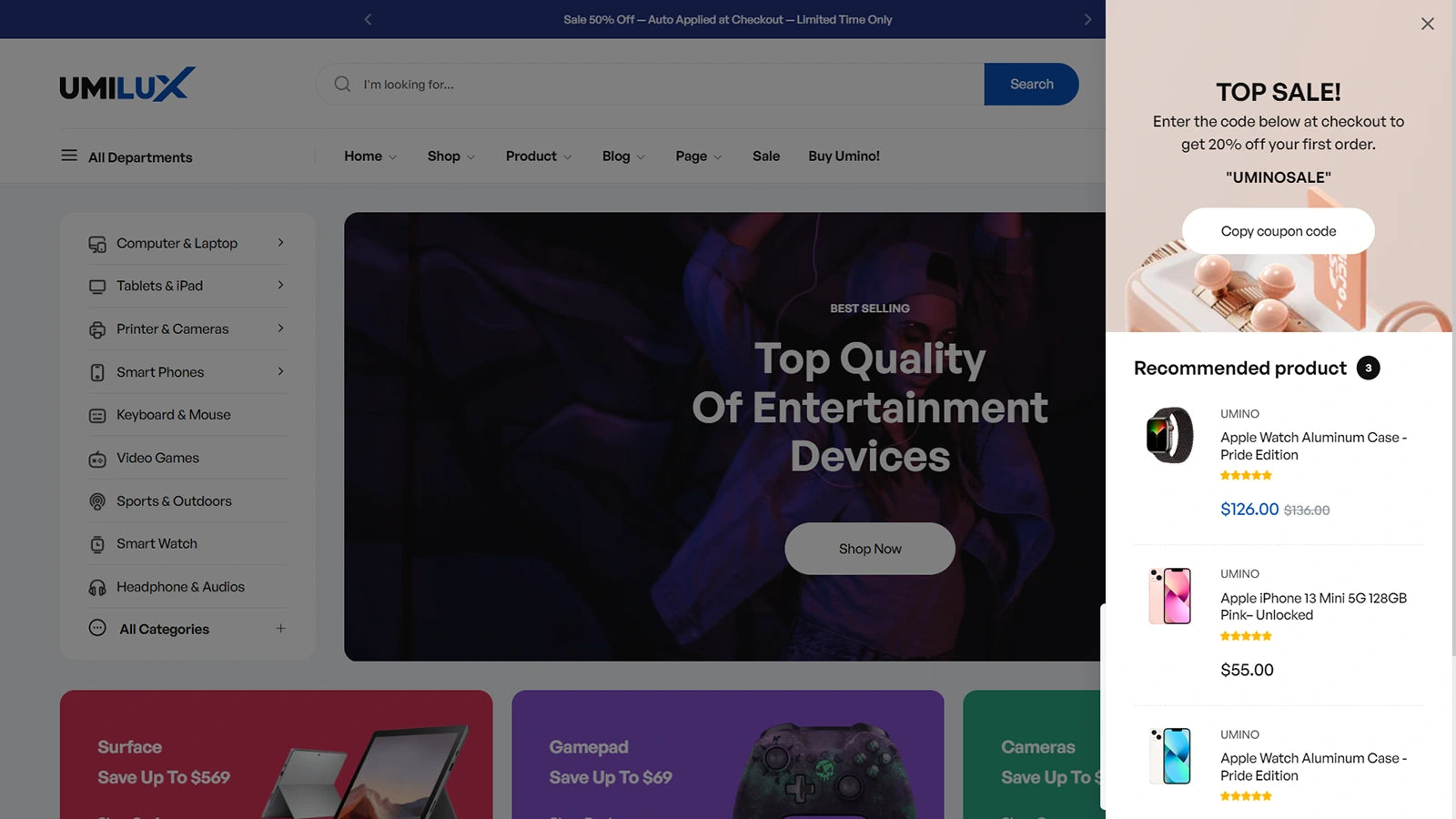 Umino Shopify Theme demo 4