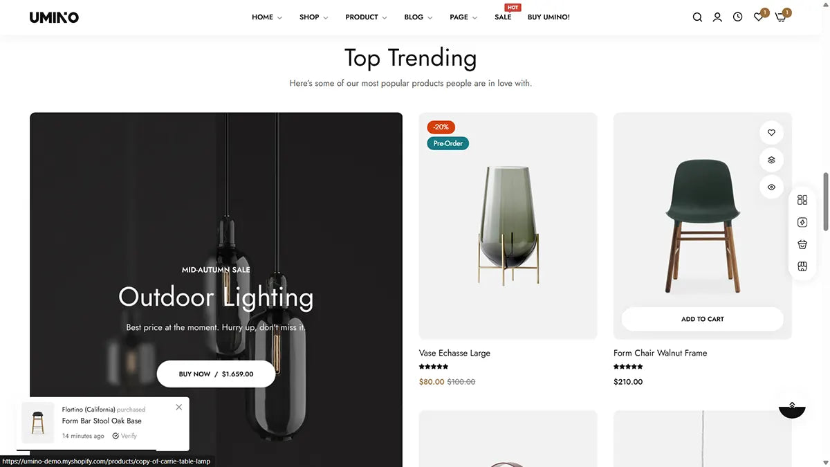 Online store homepage with product categories and trending items displayed.